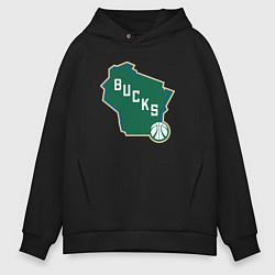 Толстовка оверсайз мужская Bucks team, цвет: черный