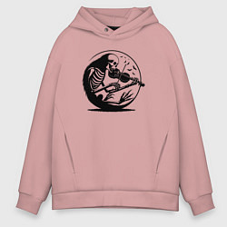Толстовка оверсайз мужская Скелет скрипач, цвет: пыльно-розовый