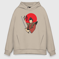 Толстовка оверсайз мужская Гордый самурай, цвет: миндальный