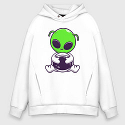 Толстовка оверсайз мужская Пришелец космонавт, цвет: белый