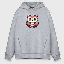 Толстовка оверсайз мужская Совушка с кофе, цвет: меланж