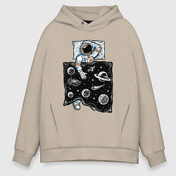 Толстовка оверсайз мужская Космический сон, цвет: миндальный