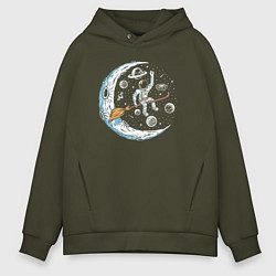 Толстовка оверсайз мужская Полёт на метле, цвет: хаки