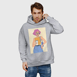 Толстовка оверсайз мужская Капучино вайб, цвет: меланж — фото 2