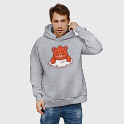 Толстовка оверсайз мужская Мишка на облаке, цвет: меланж — фото 2
