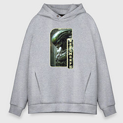 Толстовка оверсайз мужская Зелёный ксеноморф, цвет: меланж