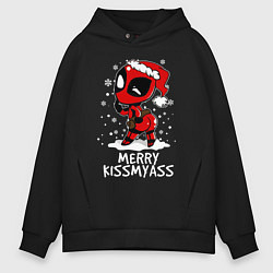 Толстовка оверсайз мужская Deadpool - merry kiss my ass, цвет: черный
