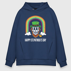 Толстовка оверсайз мужская Happy St Patricks day - skull, цвет: тёмно-синий