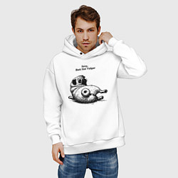 Толстовка оверсайз мужская Мопс Валентин, цвет: белый — фото 2