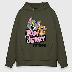 Толстовка оверсайз мужская Tom and Jerry, цвет: хаки