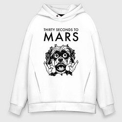 Толстовка оверсайз мужская Thirty Seconds to Mars - rock dog, цвет: белый