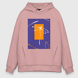 Толстовка оверсайз мужская Силуэт стрекозы-коллаж, цвет: пыльно-розовый