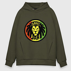 Толстовка оверсайз мужская Jamaica rasta lion, цвет: хаки