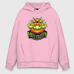 Толстовка оверсайз мужская Halloween pumpkin, цвет: светло-розовый