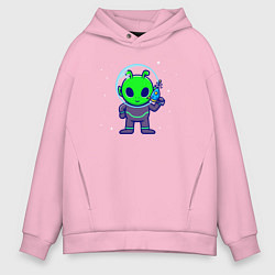 Толстовка оверсайз мужская Пришелец с бластером, цвет: светло-розовый