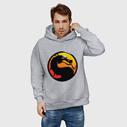 Толстовка оверсайз мужская Mortal kombat logo, цвет: меланж — фото 2