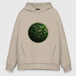 Толстовка оверсайз мужская Планета арт, зеленая, цвет: миндальный