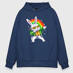 Толстовка оверсайз мужская Rainbow rabbit, цвет: тёмно-синий