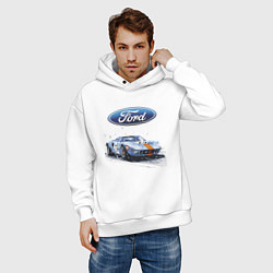 Толстовка оверсайз мужская Ford motorsport - sketch, цвет: белый — фото 2