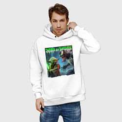 Толстовка оверсайз мужская Yoda vs Venom - neon glow, цвет: белый — фото 2