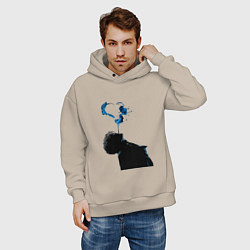 Толстовка оверсайз мужская Три дня дождя постер, цвет: миндальный — фото 2