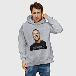 Толстовка оверсайз мужская James Alan Hetfield - Metallica leader, цвет: меланж — фото 2