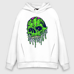 Толстовка оверсайз мужская Green skull, цвет: белый