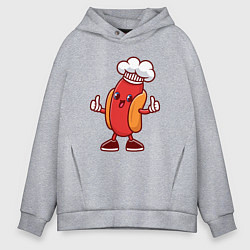 Толстовка оверсайз мужская Хот-дог повар, цвет: меланж