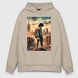 Толстовка оверсайз мужская Mick Jagger is the world legend, цвет: миндальный