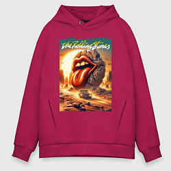 Толстовка оверсайз мужская Rolling Stones - stylization of the logo, цвет: маджента