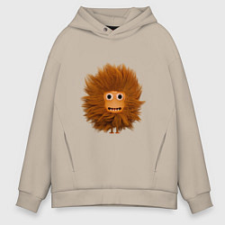Толстовка оверсайз мужская Funny cartoon monster, цвет: миндальный