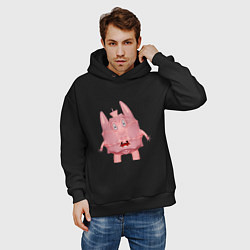 Толстовка оверсайз мужская Cartoon monster pink, цвет: черный — фото 2