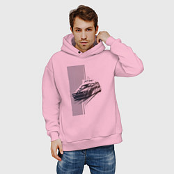 Толстовка оверсайз мужская Спорткар для уличной гонки, цвет: светло-розовый — фото 2