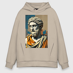 Толстовка оверсайз мужская Античная статуя в теплых тонах, цвет: миндальный
