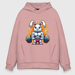 Толстовка оверсайз мужская Gym bunny barbell, цвет: пыльно-розовый