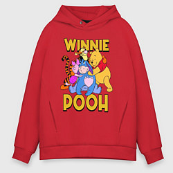 Толстовка оверсайз мужская Winnie Pooh hugs, цвет: красный