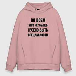 Толстовка оверсайз мужская Специалист во всём, цвет: пыльно-розовый