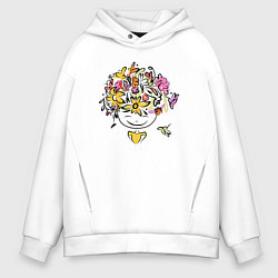 Толстовка оверсайз мужская Весенняя девчонка, цвет: белый