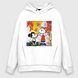 Толстовка оверсайз мужская Граффити Снупи, цвет: белый