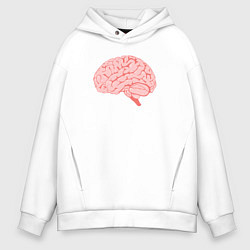 Толстовка оверсайз мужская Мозг иллюстрация, цвет: белый