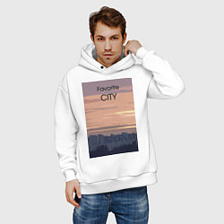 Толстовка оверсайз мужская Favorite city с городским пейзажем, цвет: белый — фото 2
