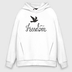 Толстовка оверсайз мужская Птица свободы, цвет: белый