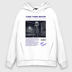 Толстовка оверсайз мужская Тунг Тунг Сахур брейнрот мем, цвет: белый