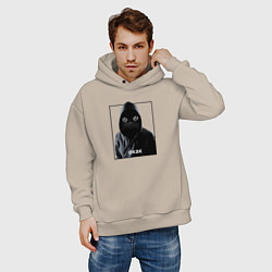 Толстовка оверсайз мужская Окак кот, цвет: миндальный — фото 2