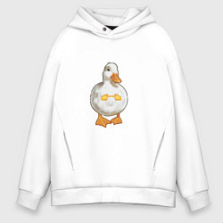 Толстовка оверсайз мужская Милая смущенная уточка гусь мем, цвет: белый