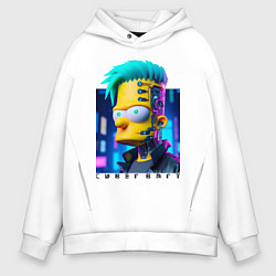 Толстовка оверсайз мужская Кибер Барт - нейроарт фантазия, цвет: белый
