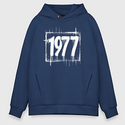 Толстовка оверсайз мужская 1977 год белой краской, цвет: тёмно-синий