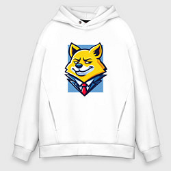 Толстовка оверсайз мужская Ехидный лис, цвет: белый