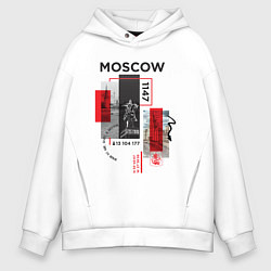 Толстовка оверсайз мужская Москва коллаж, цвет: белый