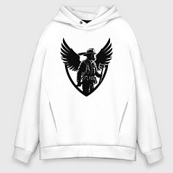 Толстовка оверсайз мужская Огненный страж с крыльями, цвет: белый